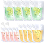 Set di contenitori per bevande 12 pezzi - Contenitori per bevande riciclabili - Materiale di classe alimentare - Coperchi a vite ermetici - Progetto in piedi - 250/350/500 ml - Contenitori per bevande