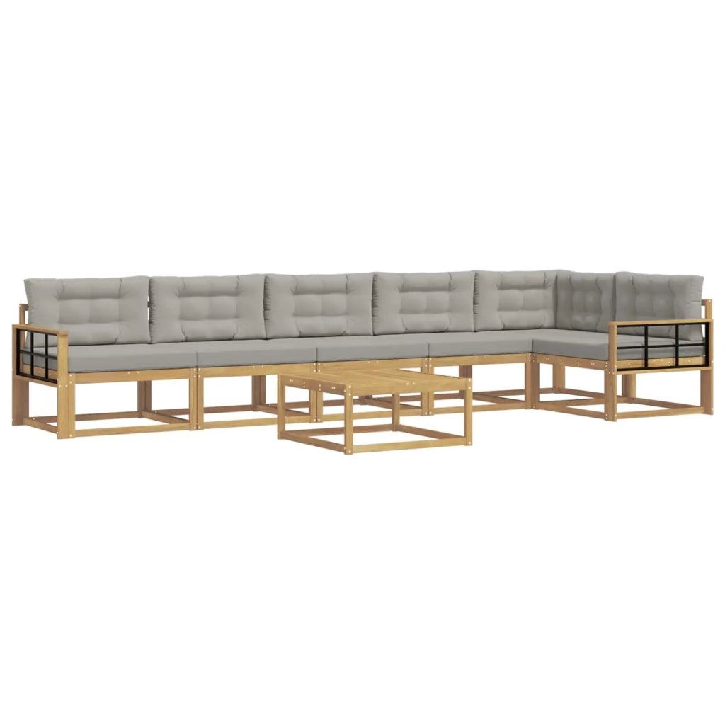 Set di divani da esterno 7 pz Bianco e Grigio Chiaro Poliestere 3386560