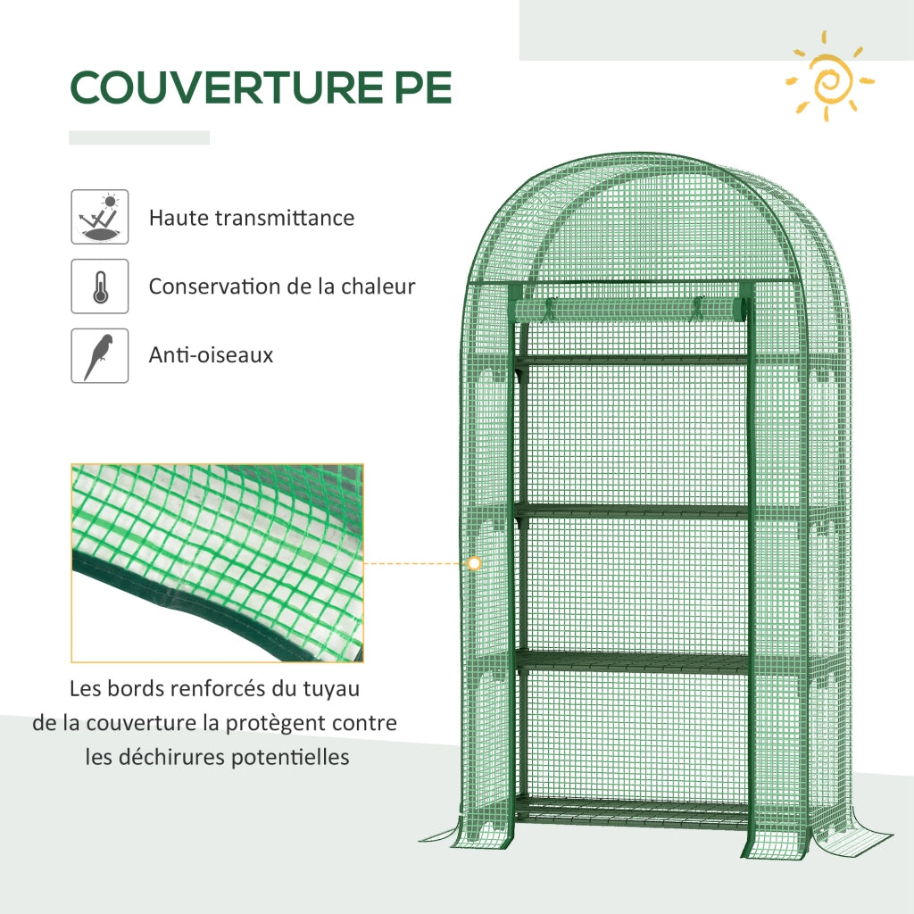 Serra da giardino e balcone ¨C zephmum ¨C verde, 4 ripiani, copertura in PE, 80x49x160 cm