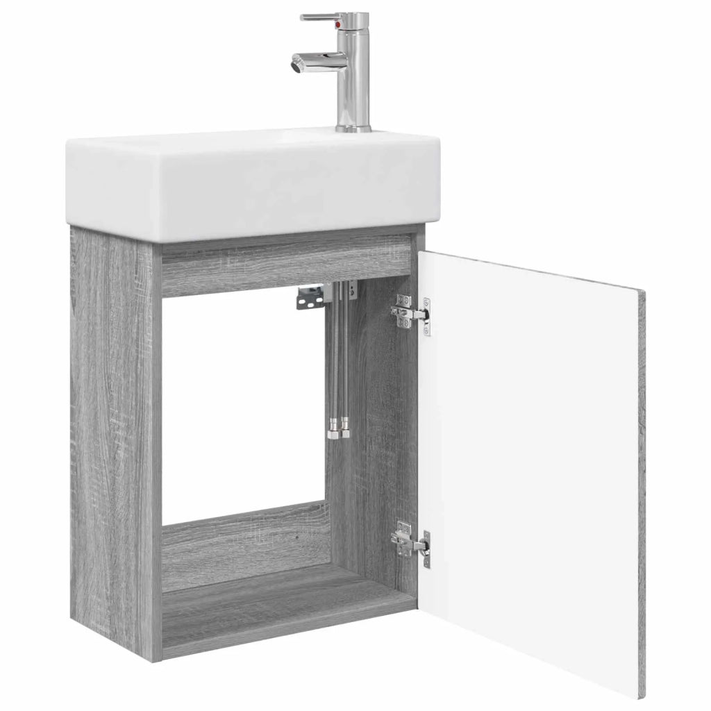 Mobile bagno con rubinetto Sonoma grigio 45,5 x 25,5 x 84 cm 889497