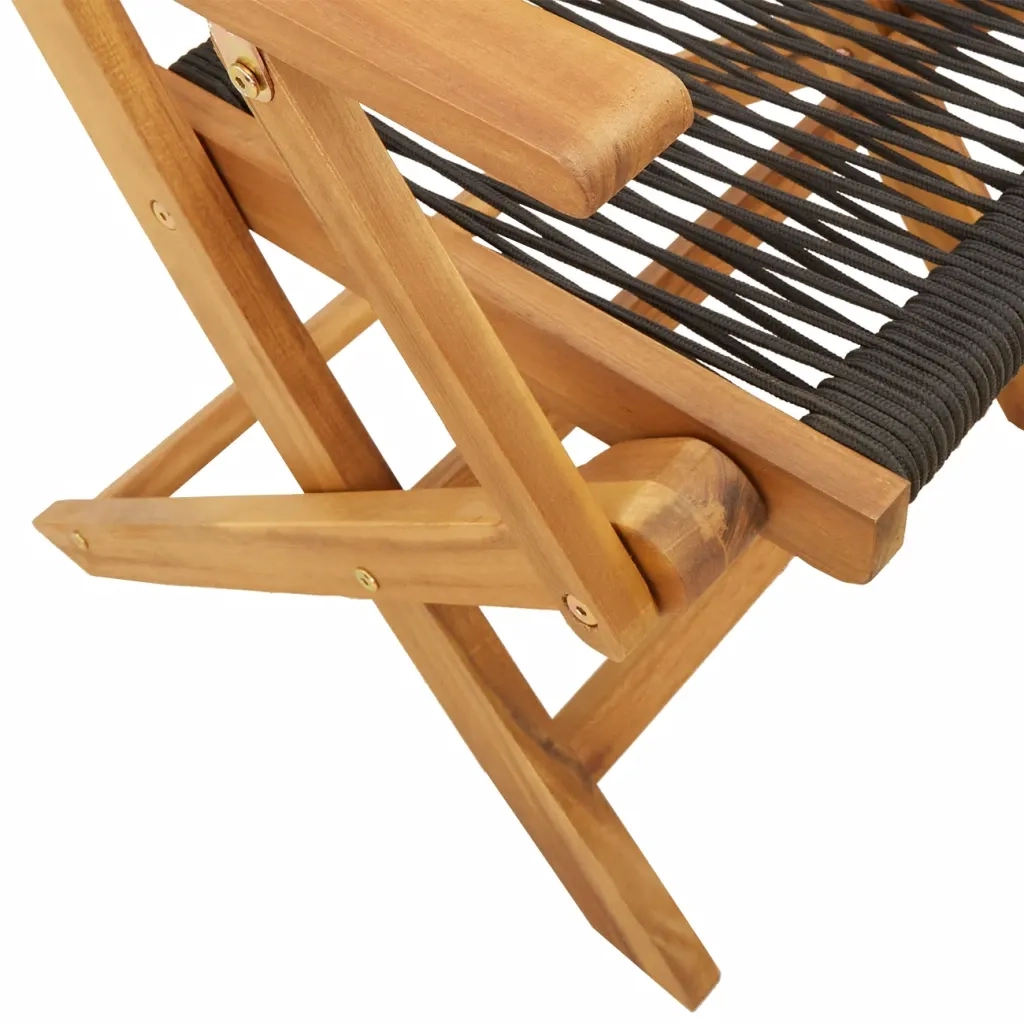 Sedie da Giardino Pieghevoli 4 pz | Sedie da Esterno Nere Legno Massello di Acacia