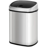 Pattumiera Cestino Bidone con Coperchio a Sensore ad Infrarossi per Cucina Bagno Capacità 58L in Acciaio ABS 40.9 × 28.9 × 68cm