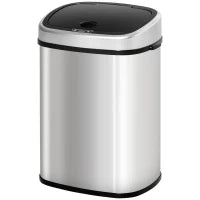 Pattumiera Cestino Bidone con Coperchio a Sensore ad Infrarossi per Cucina Bagno Capacità 58L in Acciaio ABS 40.9 × 28.9 × 68cm