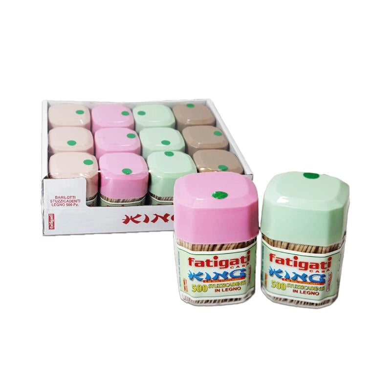 STUZZICADENTI KING BARATTOLO DA 500 PZ IN COLORI ASSORTITI