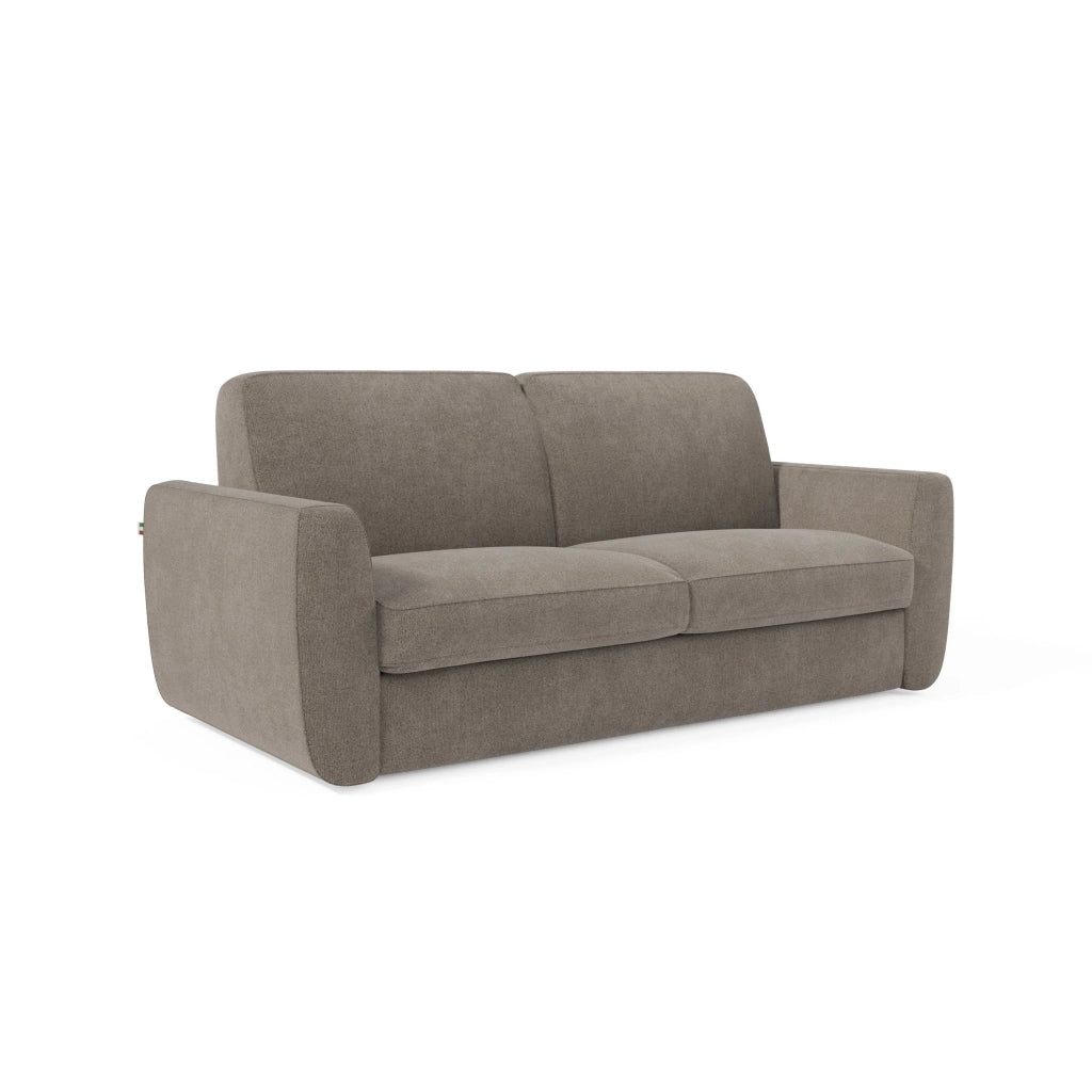 Leonida Divano letto sfoderabile e materasso H18 cm - vano portaguanciali in tessuto Smacchiabile T23 222 cm talpa
