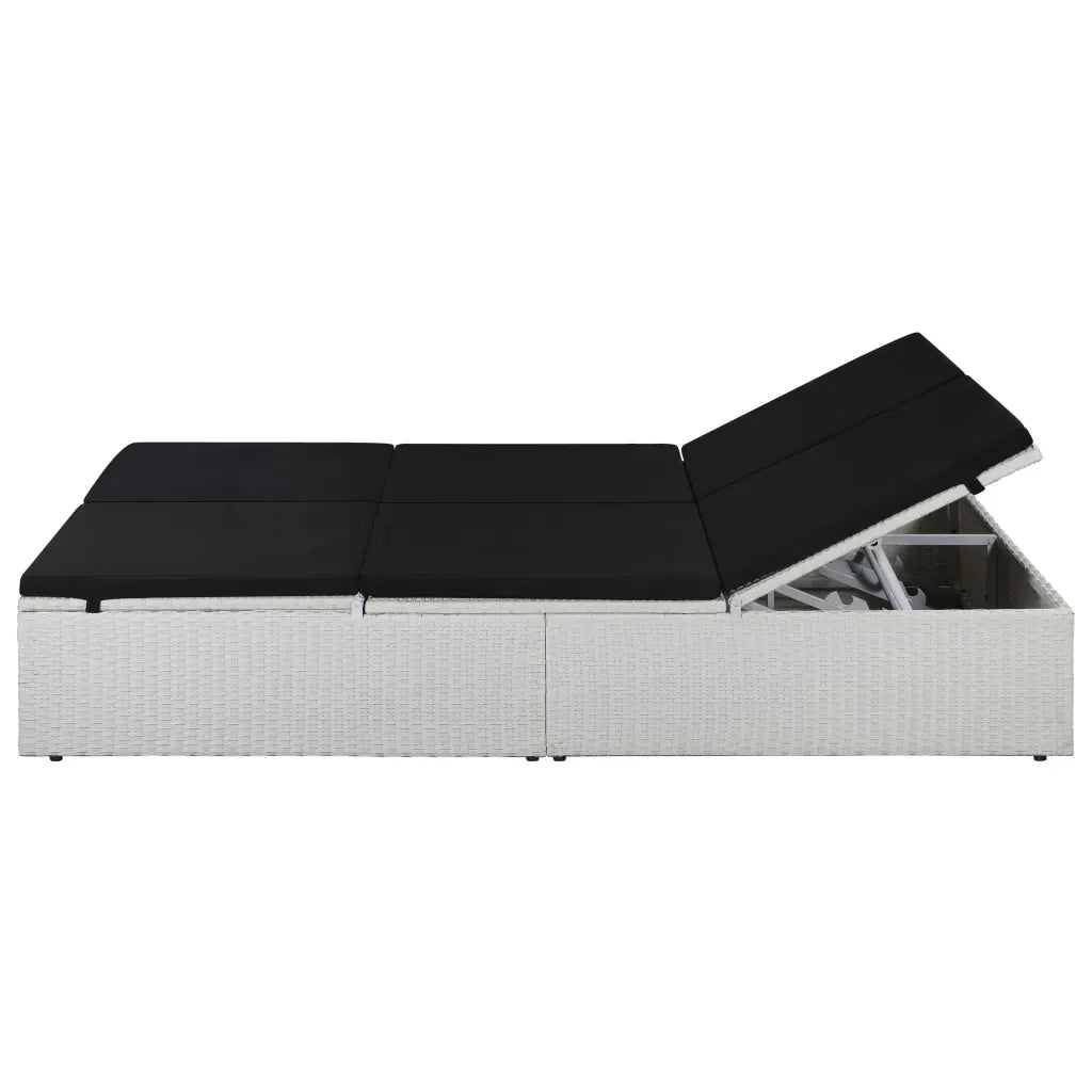 Lettino Prendisole con Cuscino in Polyrattan Nero 44165