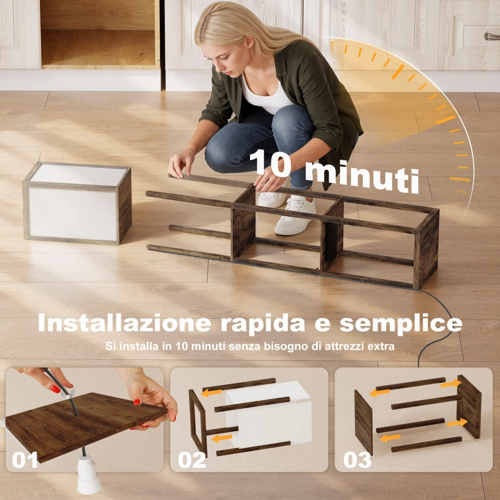 Lampada da Terra 26x26x160 cm Struttura con Ripiani Luce Regolabile Interruttore a Pedale e Porte USB in MDF Marrone