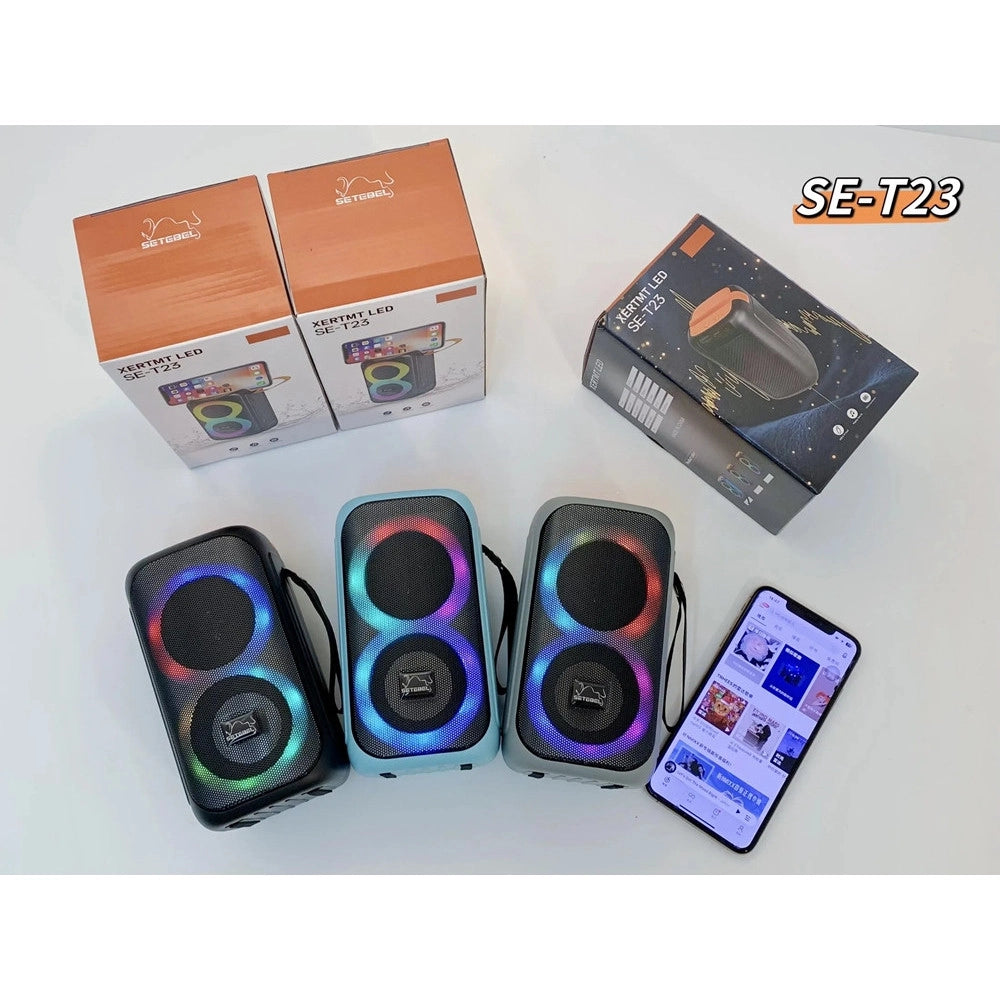 Trade Shop - Cassa Altoparlante Bluetooth Portatile Con Supporto Telefono Se-t23 Luci Rgb Bassi Potenti -