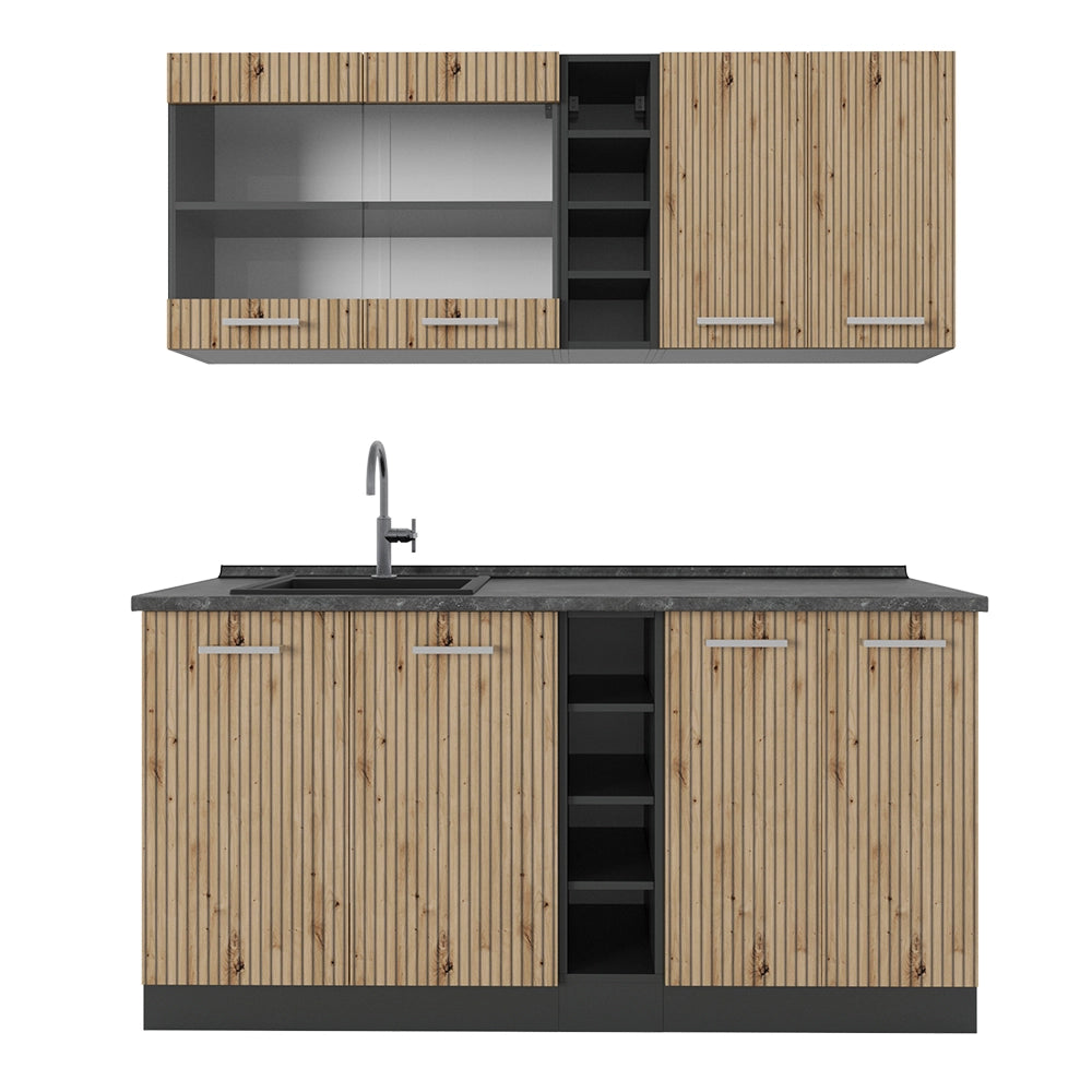 Vicco Cucina completa Rovere artigianale/antracite 160 cm , PL Antracite