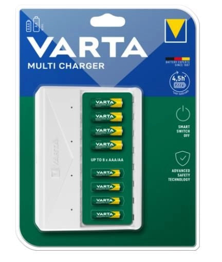 Varta 57659101401 Multi Charger Caricabatterie NiMH AA AAA fino a 8 batterie USB Type-C colore Bianco