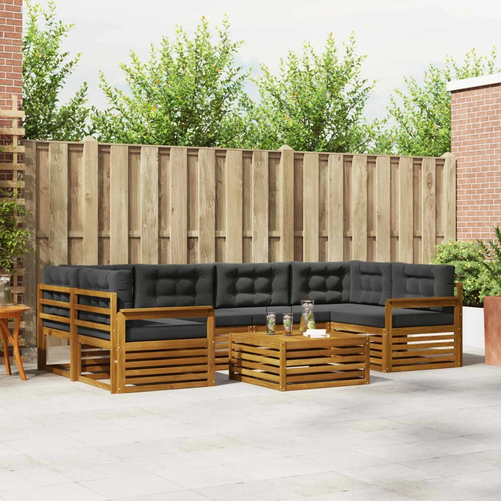 Set di divani da esterno con cuscino 7 pcs Naturale e Antracite