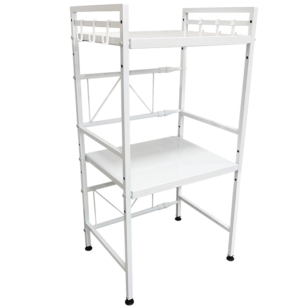 Scaffale Estensibile Porta Microonde 2Ripiani Cucina Metallo Bianco 40-60x30H80cm