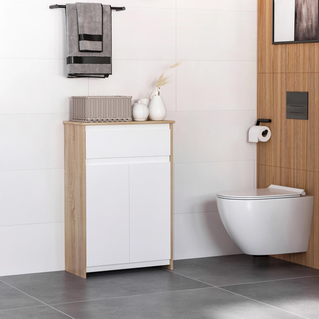 Mobiletto Bagno Armadietto Sottolavabo ¨C zephmum ¨C Bianco Legno 60x30x90