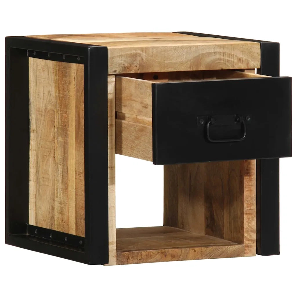 Comodini 2 pz 40x35x40 cm in Legno Massello di Mango Grezzo 4015951