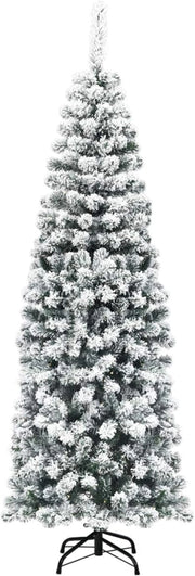 Albero di Natale Innevato 135/180/225 cm, Albero di Natale Stretto e Alto, Albero di Natale Bianco, Albero di Natale per Feste, Case, Uffici, Negozi, Bar, Scuole, Facile Montaggio (180 cm)