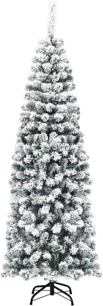 Albero di Natale Innevato 135/180/225 cm, Albero di Natale Stretto e Alto, Albero di Natale Bianco, Albero di Natale per Feste, Case, Uffici, Negozi, Bar, Scuole, Facile Montaggio (180 cm)