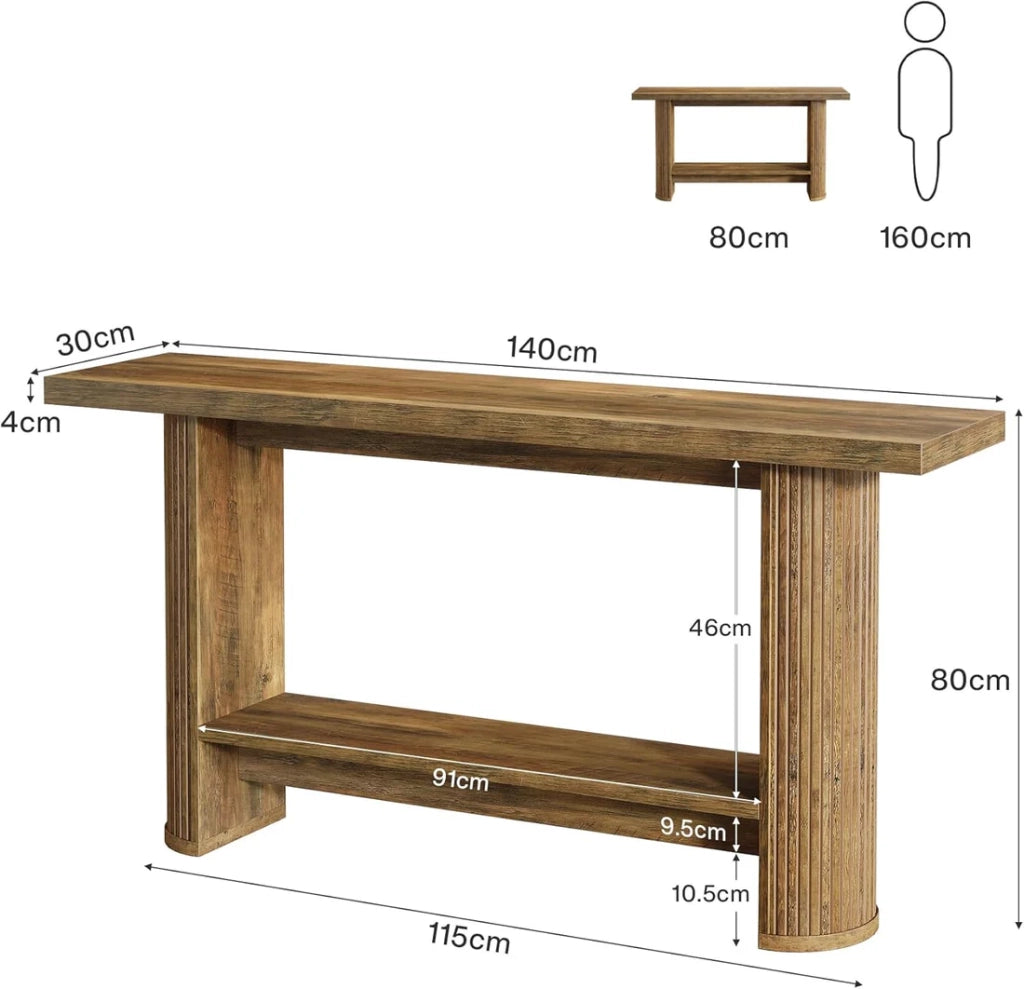 Consolle moderna in legno ingegnerizzato con ampia superficie salvaspazio per ingresso e soggiorno finitura marrone