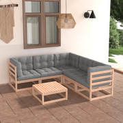 Set Divani da Giardino 6 pz con Cuscini Legno Massello di Pino cod mxl 38017