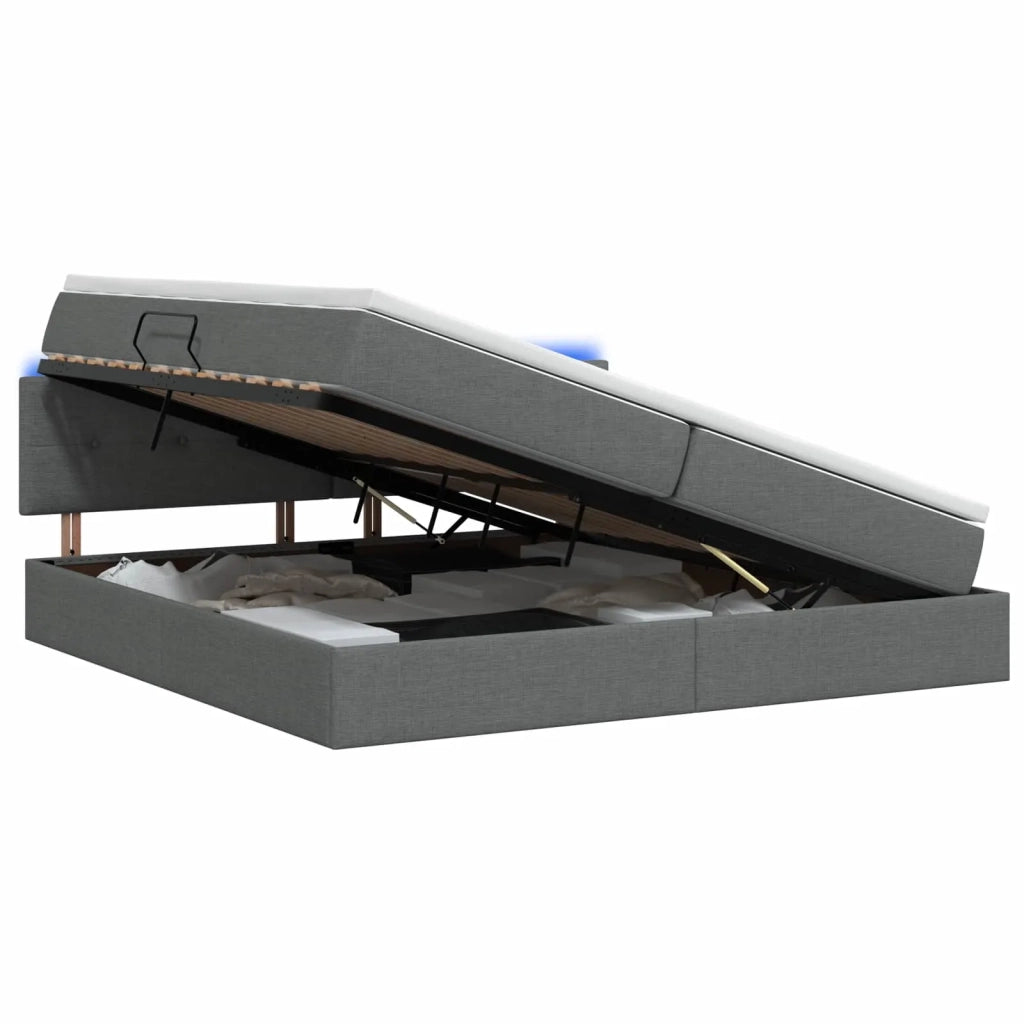 Letto con contenitore LED e materasso Grigio Scuro 200 x 200 cm 3459085