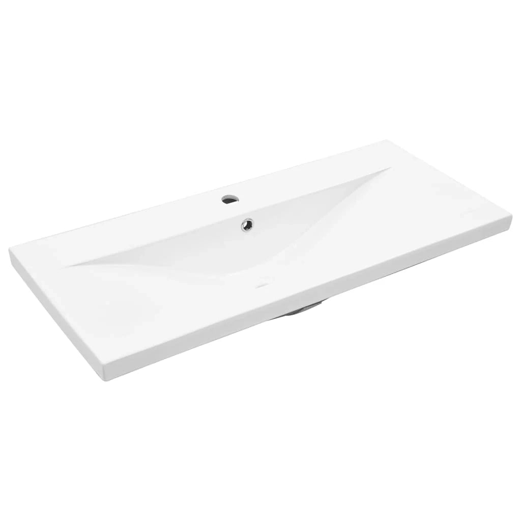 Mobiletto da bagno a parete con lavabo e vano contenitore integrato 90 x 38,5 x 46 cm legno composito finitura effetto legno anticato 02_0055844