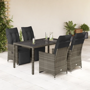 vidaXL Set Bistrò da Giardino 5 pz con Cuscini in Polyrattan Grigio