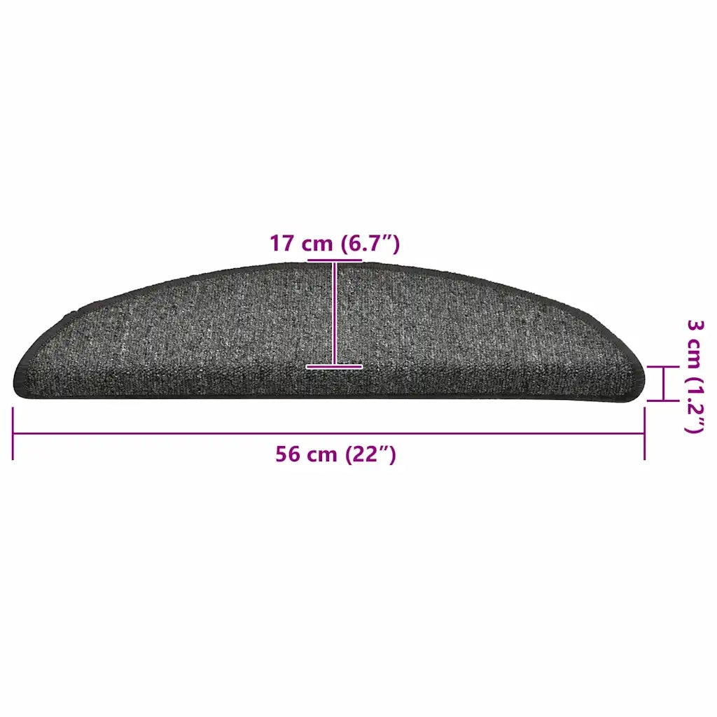 Tappetini per scale 30 pz | Gradini per Scale 56x17x3 cm Grigio scuro Semicircolari