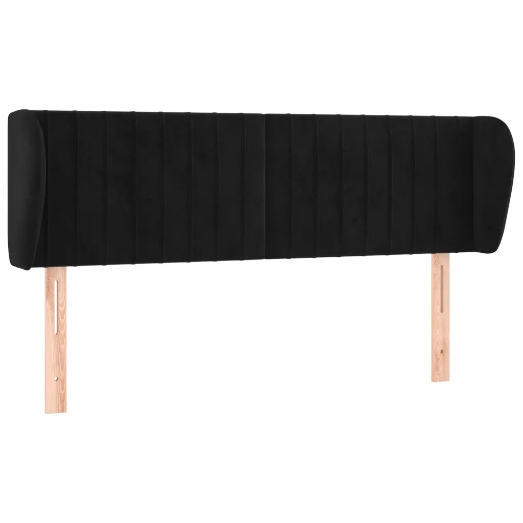 Testiera ad Orecchio-Testata con Orecchie Nera 147x23x78/88 cm in Velluto 627924