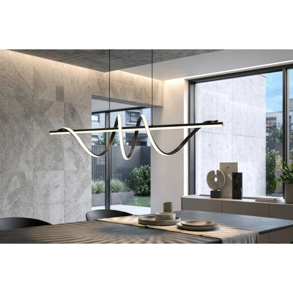 Lampadario a sospensione Spiral in metallo nero e alluminio