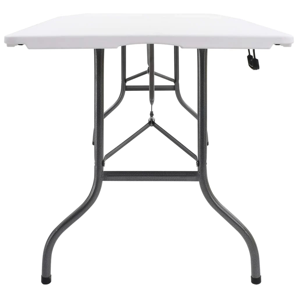 Tavolo da giardino pieghevole con 2 panche 180 cm acciaio e HDPE bianco 02_0018691