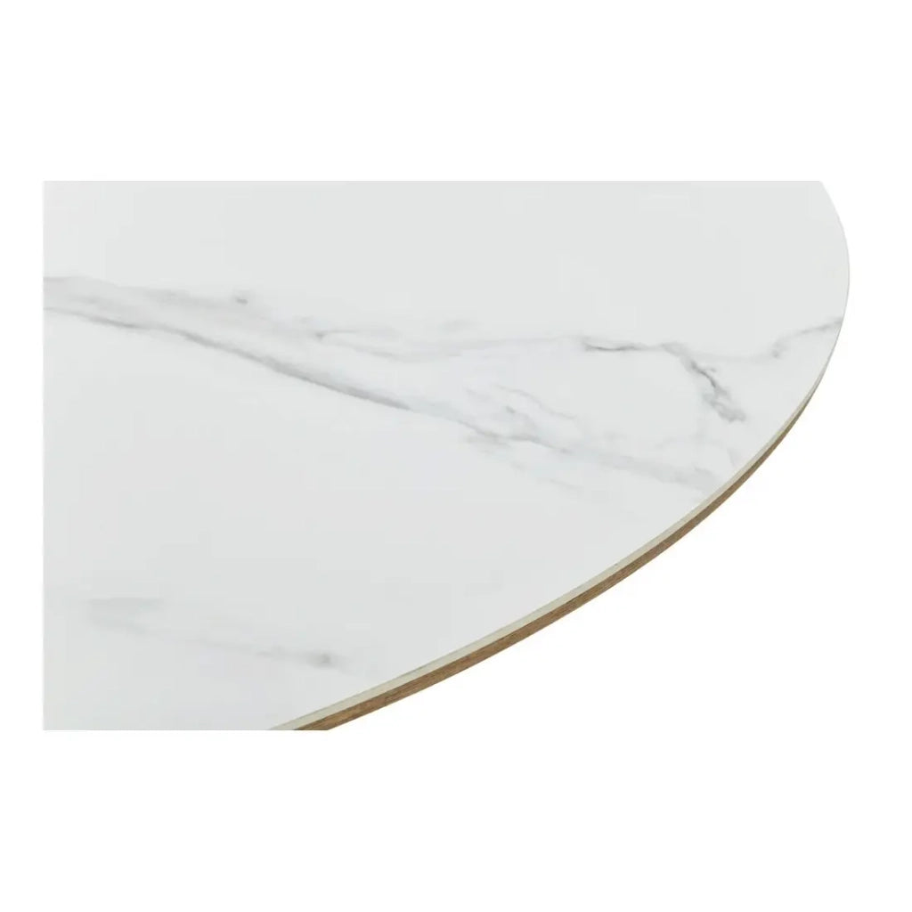 Table LUMEA – Effetto marmo bianco ceramico e legno – 160-200 cm – Estensibile – Forma ovale