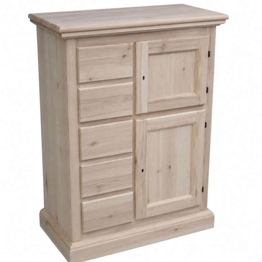 Credenza dispensa 2 porte 5 cassetti legno grezzo 75x40x100 (5000) - Mobili 2G