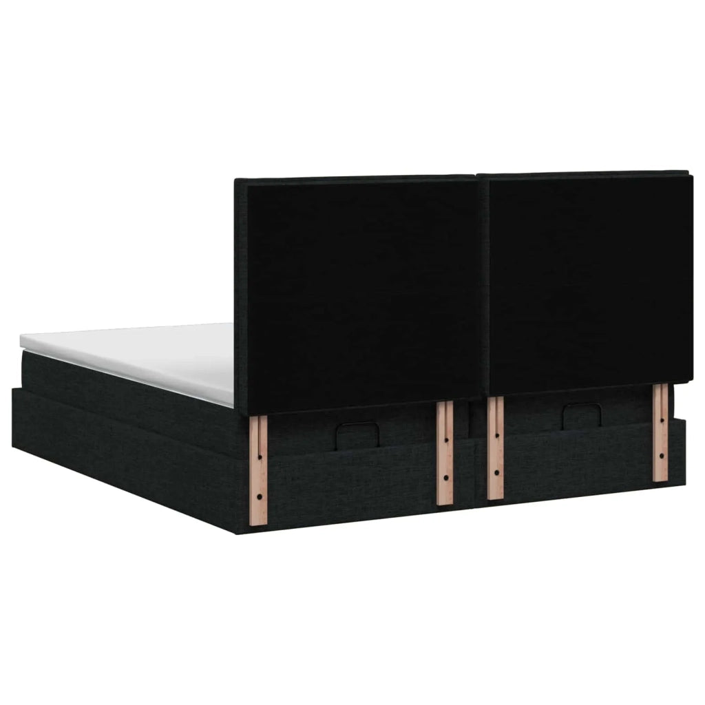 Letto Ottomano con Materasso e LED Nero 160 x 200 cm Tessuto 3458411