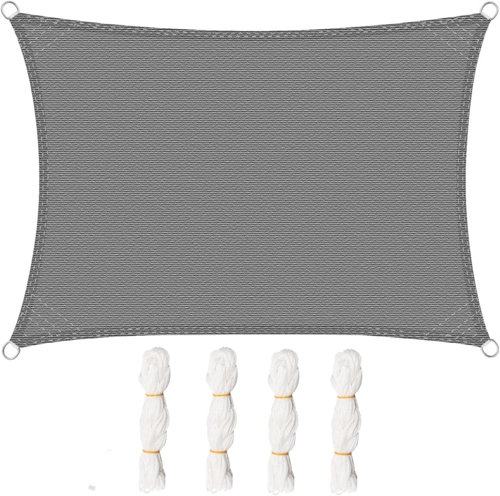 Vela ombreggiante 5x7m in HDPE 180 g/m² Traspirante Tenda a Vela Parasole Rettangolare Protezione Solare Respirante Anti UV Giardino Esterni Grigio