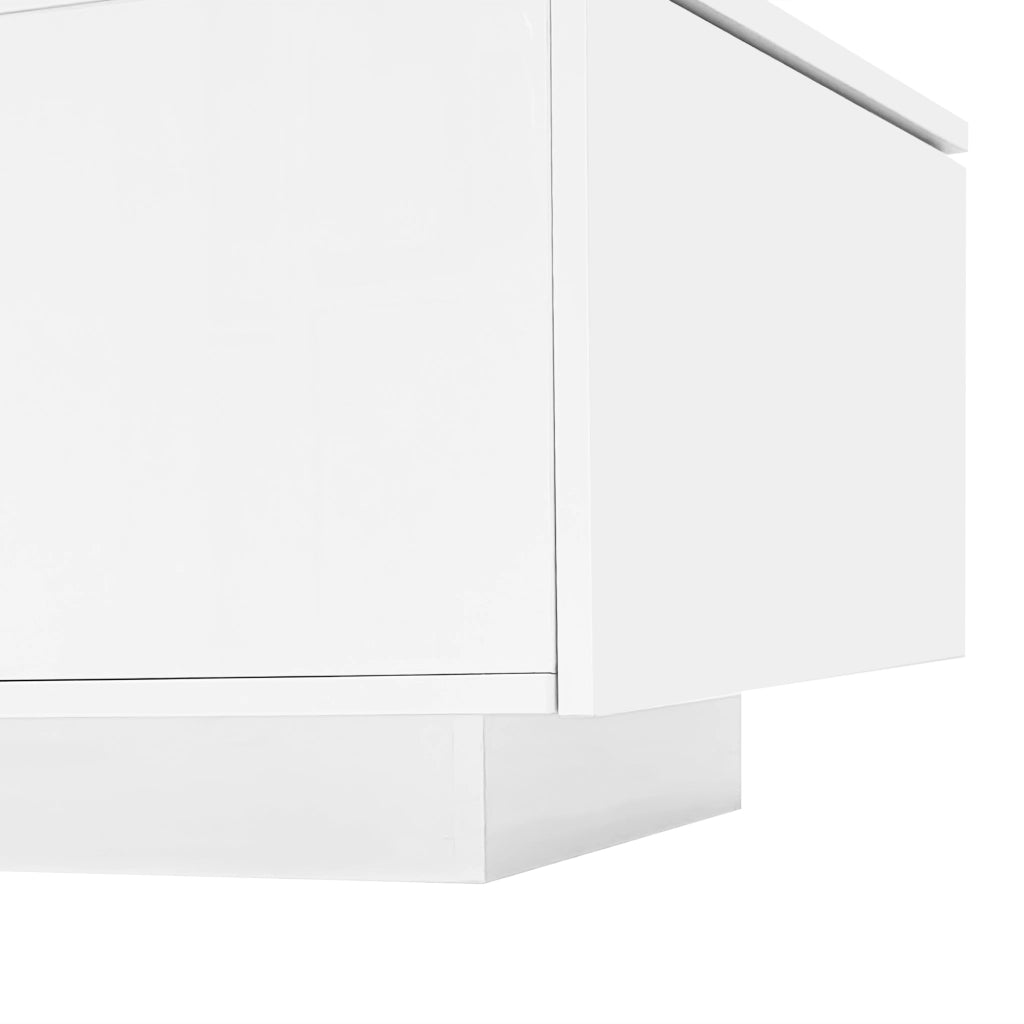 TAVOLO DA CAFFÈ Moderno 120 x 50 x 38,5 cm Bianco con LED e piano in vetro