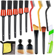 Set di pulizia interno e esterno per auto, 14 pezzi, set di spazzole per pulire interno e esterno, per pneumatici e vetri, set di pulizia interno e esterno per auto