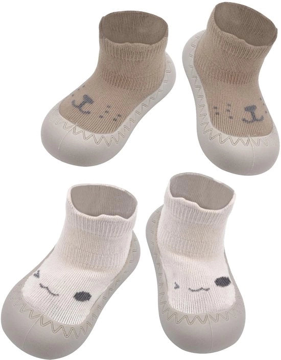 Babyscarpe Antislip - Design Cartoon - Bianco - Comodo e soffice - Adatto per bambine e bambini - 21 EU