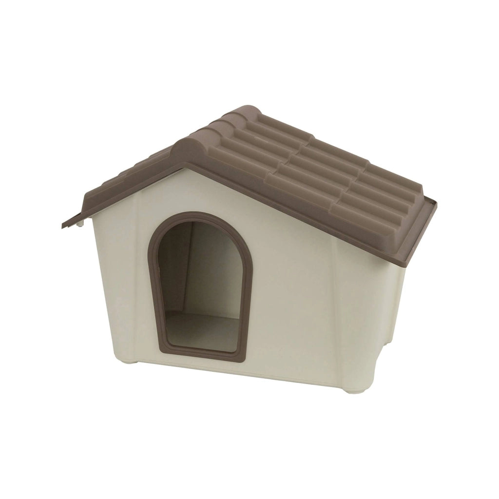Cuccia in polipropilene da esterno o Avalon, Casetta per cani o gatti, 100% Made in Italy, cm 58x40h42, colore Beige