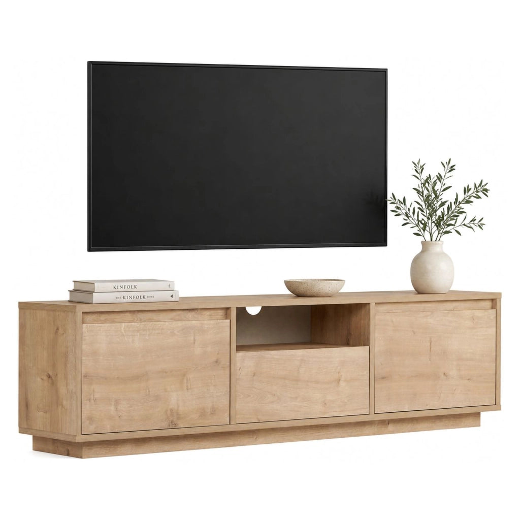 Morrigan, Mobile Porta tv un Ripiano, 160x30x42h cm Marrone Rovere