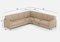 Divano Angolare 7 Posti 281x281x85 cm Karay in Tessuto Beige