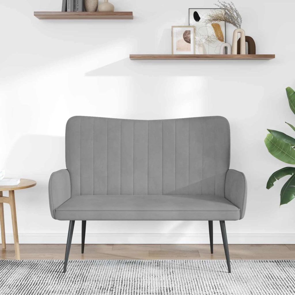 Divano | Divano da soggiorno | Sofa a Due Posti Grigio chiaro 115 x 61 x 87 cm Velluto