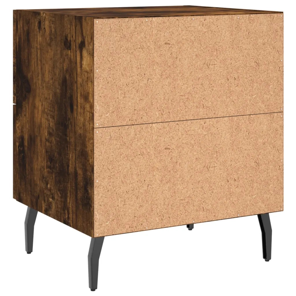 Set di 2 Comodini | Armadio da Notte | Mobiletto da notte Rovere Fumo 40x35x47,5 cm in Legno Multistrato
