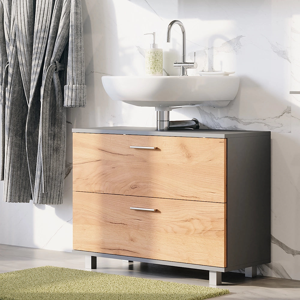 Vicco Mobiletto per lavabo Antracite/quercia dorata 80.2 x 60.8 cm con 2 cassetti