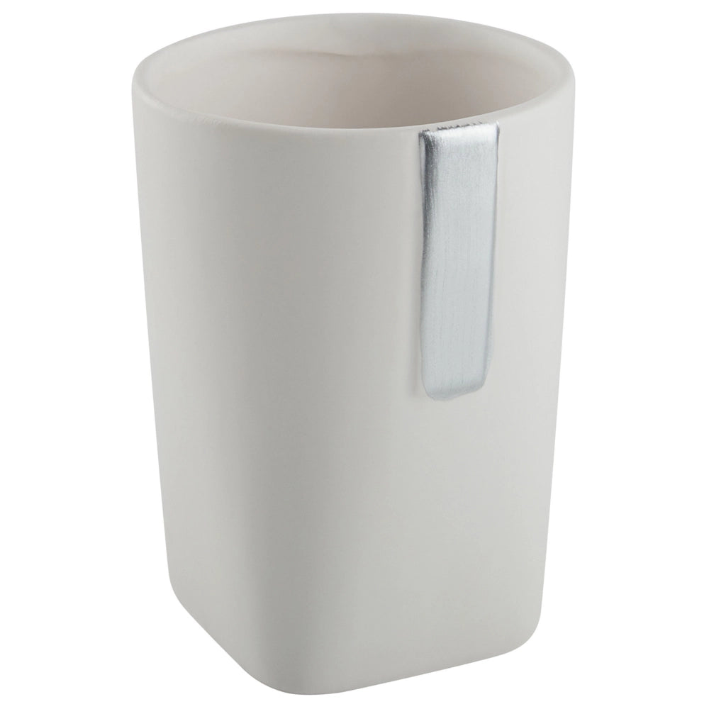 Set di 3 Accessori Bagno in Ceramica beige dispenser sapone porta sapone portaspazzolini