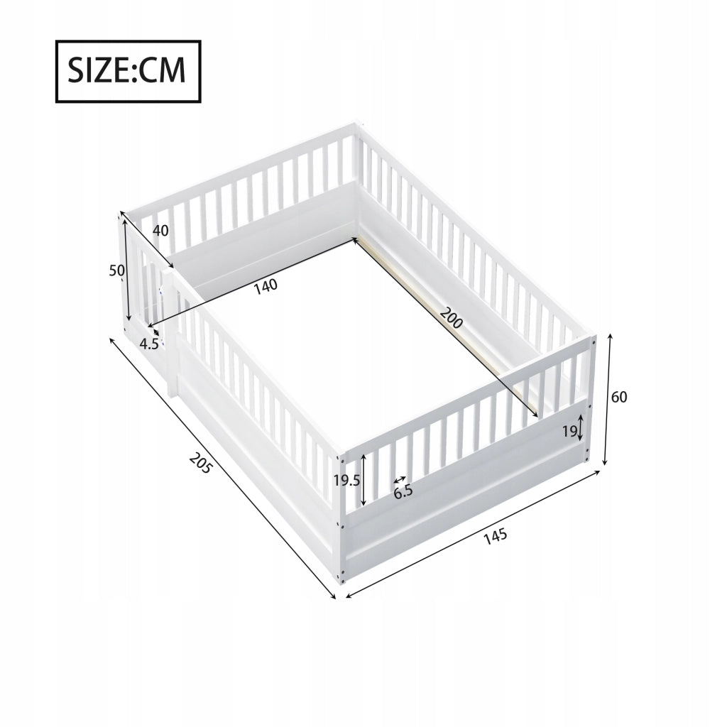 Letto per bambini in legno - Xylo - 140x200 - Bianco - Senza materasso