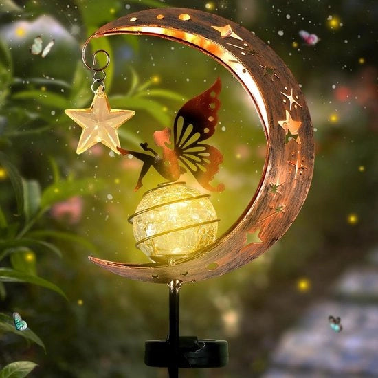 Lanterna solare a forma di fiore acqua resistente decorazione per giardino con base in legno decorazione per balcone - regalo per donne, adatta per esterno terrazza balcone