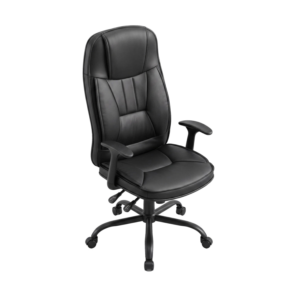 Yūto - Sedia Da Ufficio Ergonomica 50x131x47 cm Poltrona Direzionale Comoda con Ruote Girevoli in Similpelle Nera