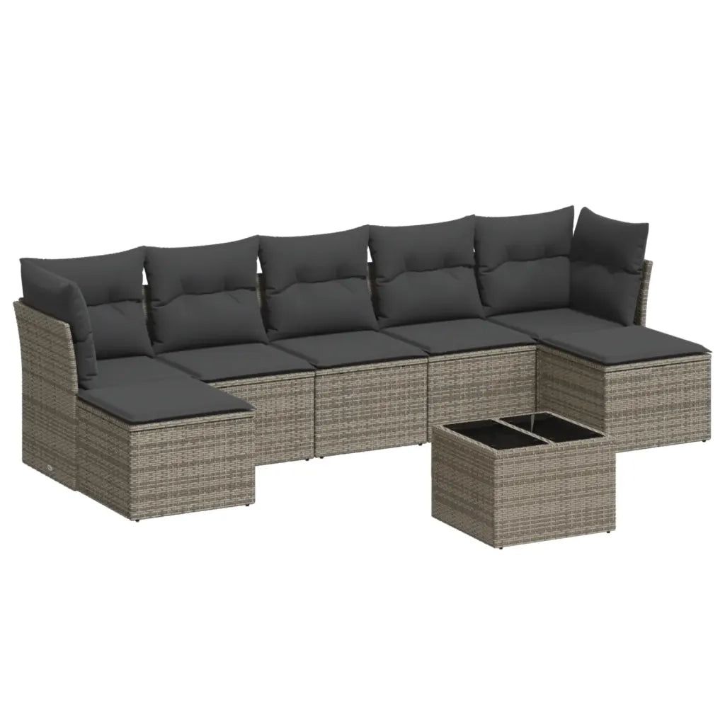 Set Divano da Giardino 8 pz con Cuscini Grigio in Polyrattancod mxl 87959