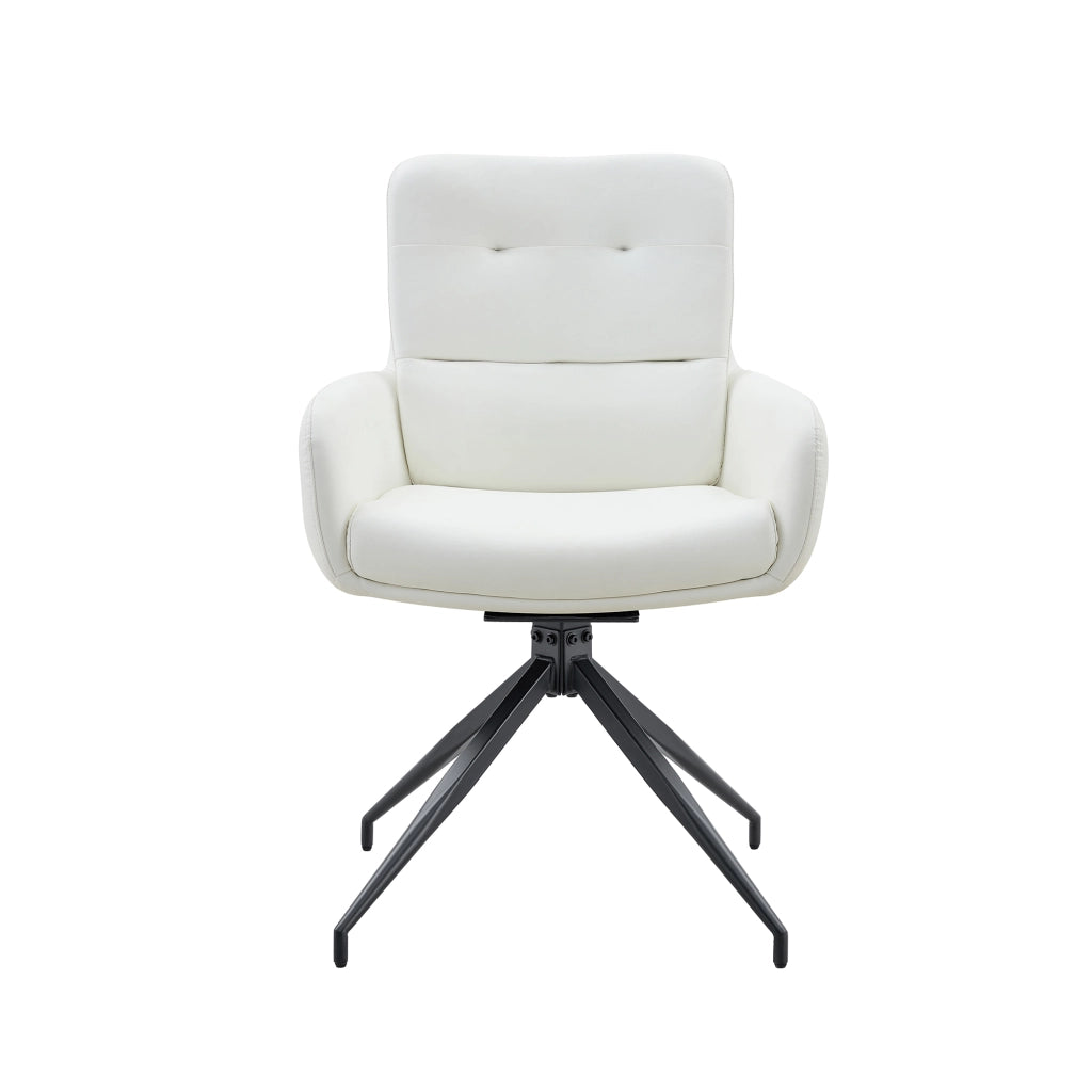Set 2 Sedie da Pranzo Girevoli ¨C MINIMAL ¨C Rivestimento PU Bianco, Gambe in Metallo Nero
