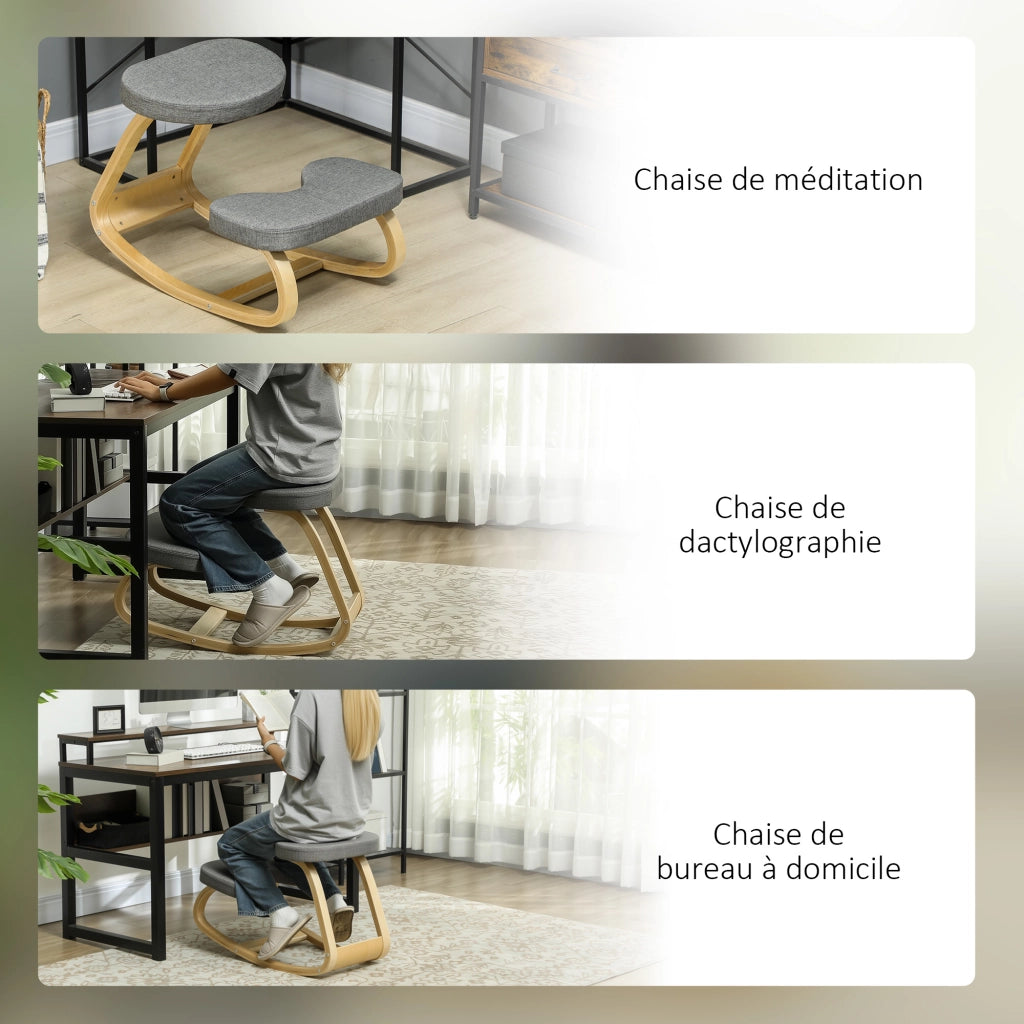 Sedia ergonomica inginocchiatoio ¨C Xylo ¨C legno basculante grigio per ufficio