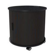 Comodino cilindrico con anta scorrevole e stazione di ricarica con prese usb per camera da letto; 60×60×60 cm; nero